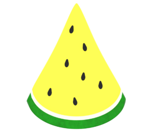 三角にカットした黄色スイカのイラスト