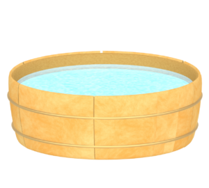 水の入った桶のイラスト