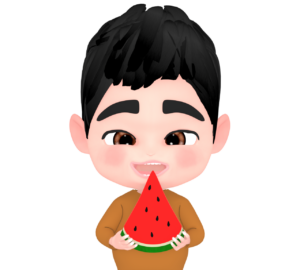 スイカを食べる人のイラスト