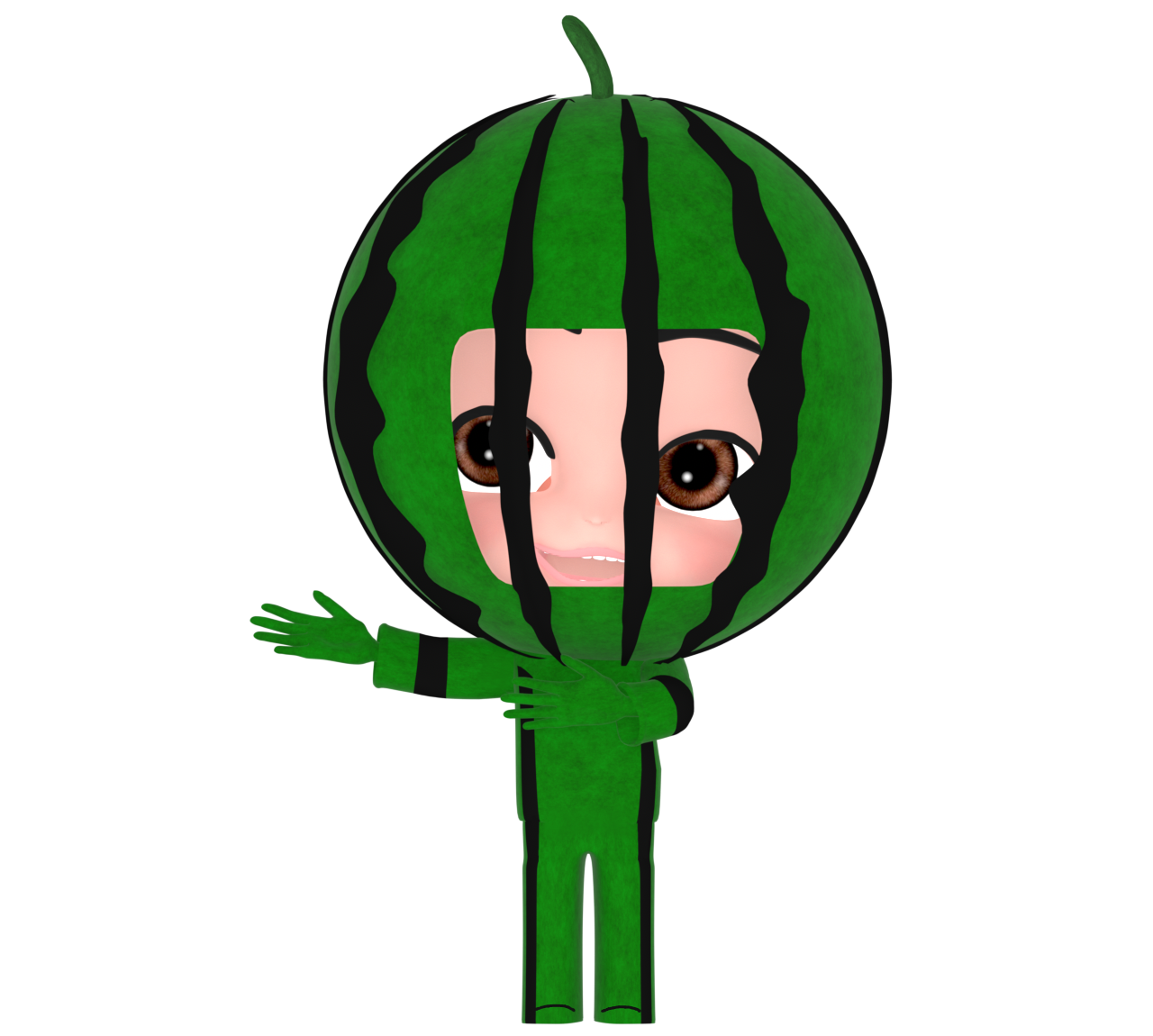 スイカの着ぐるみのイラスト
