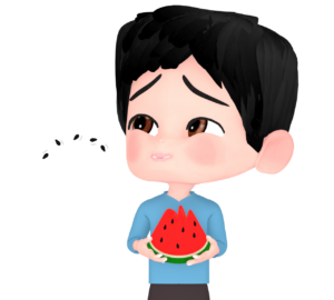 スイカの種飛ばしのイラスト