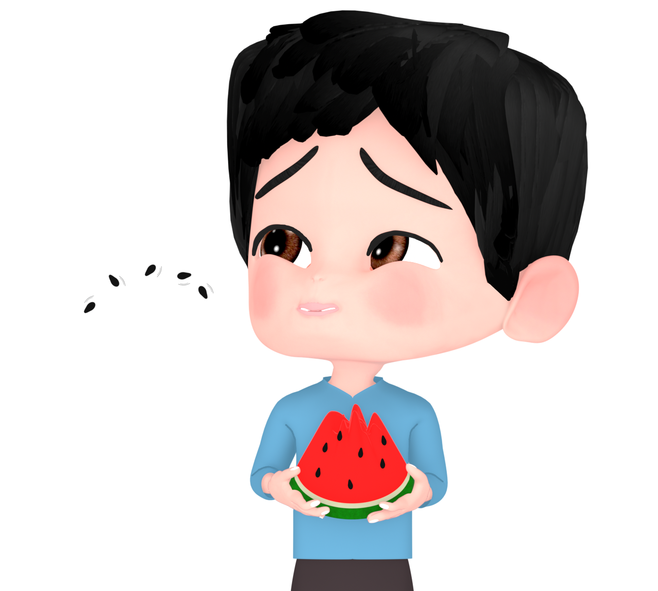 スイカの種飛ばしのイラスト