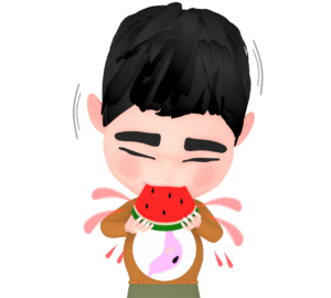 スイカの種も食べる人のイラスト