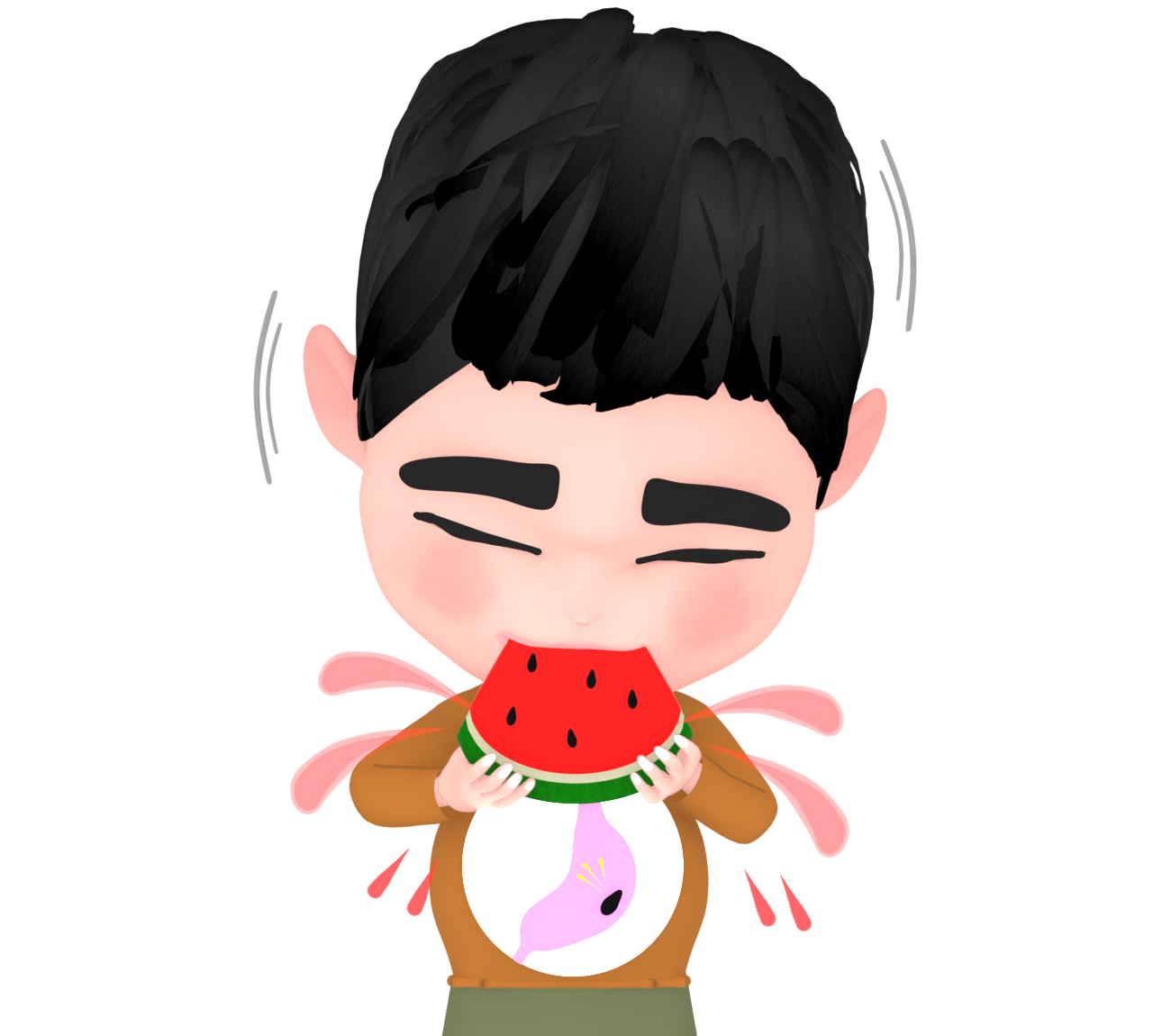 スイカの種も食べる人のイラスト