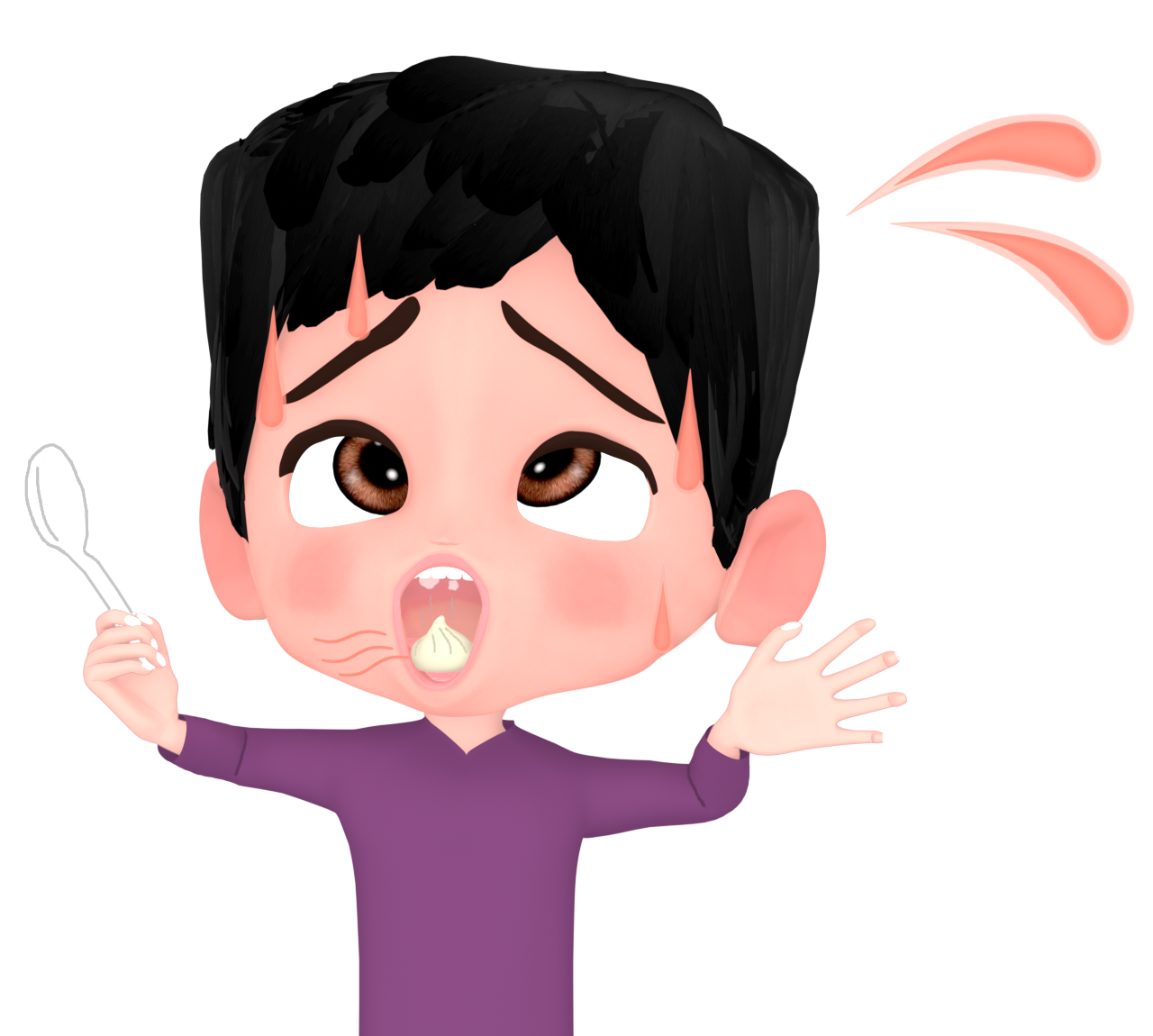 小籠包で火傷する人のイラスト
