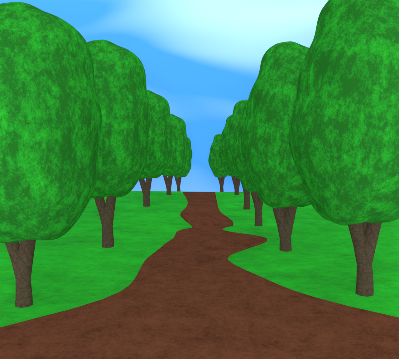 新緑の並木道のイラスト