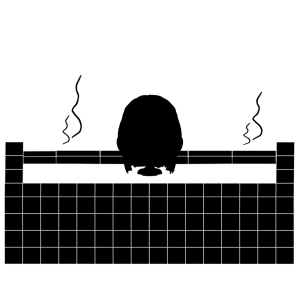 屋内の温泉に入る女性のシルエット