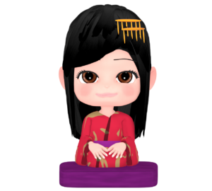 着物を着て座る女の子のイラスト