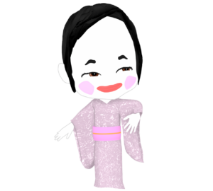 おかめの全身のイラスト