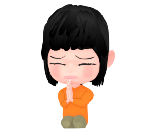 正座で手を合わせる女性のイラスト