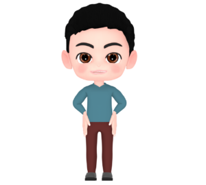 正面を向くオールバックの人のイラスト