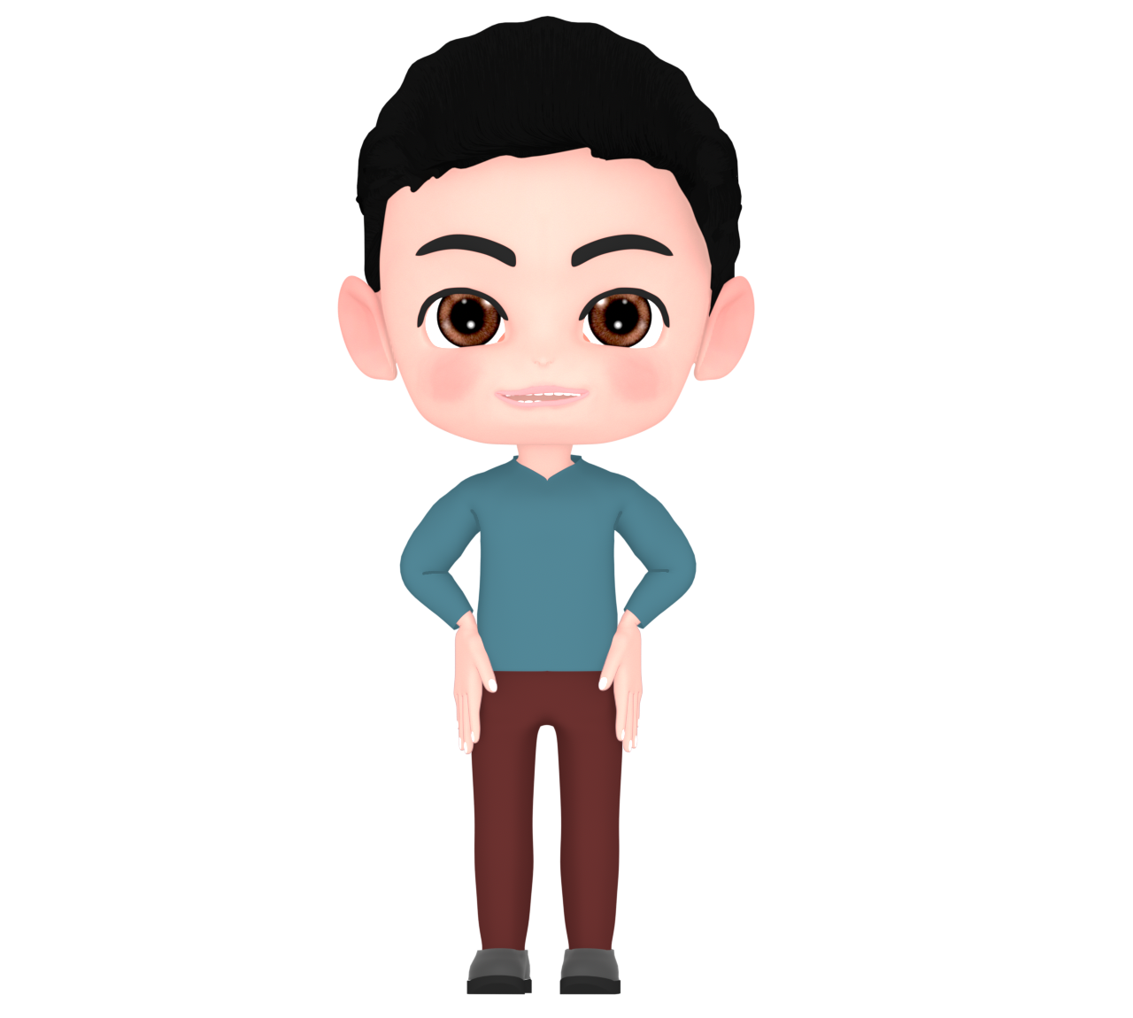 正面を向くオールバックの人のイラスト