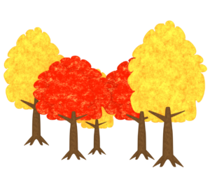 秋の紅葉の森のイラスト