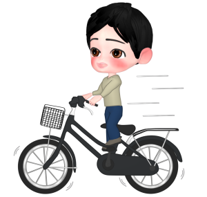 自転車で立ち漕ぎをする人のイラスト