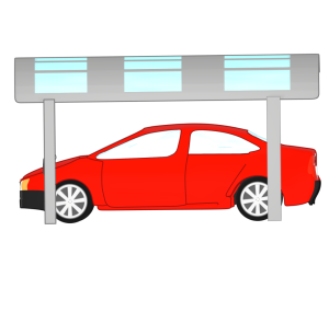 カーポートと車のイラスト