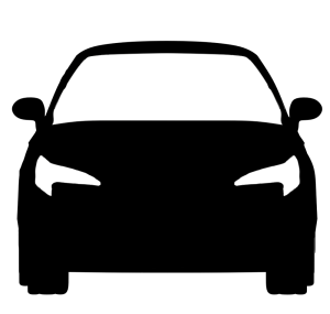 正面から見る自動車のシルエット