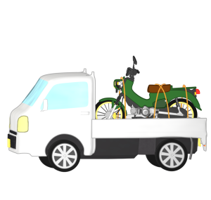 バイクを積むトラックのイラスト