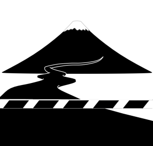 富士山の入山規制のシルエット