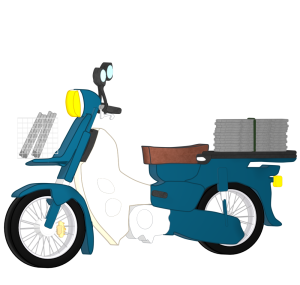 新聞配達をするバイクのイラスト