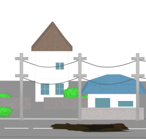 道路陥没のイラスト