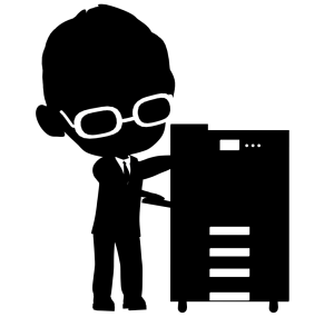 コピーをする会社員のシルエット