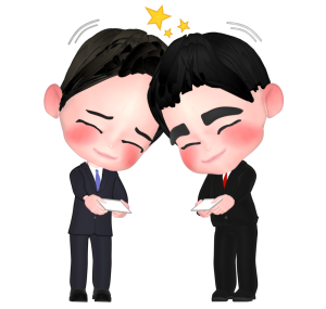 挨拶でお互いの頭をぶつけるイラスト