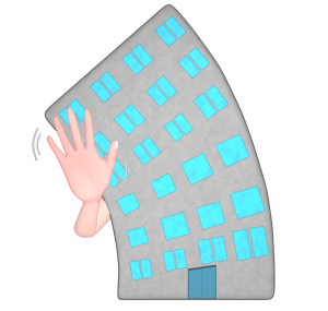 手を振るビルのイラスト