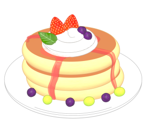 ベリー いちご クリームを乗せたパンケーキのイラスト