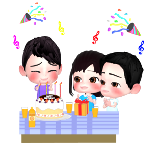 誕生日会をする男の子のイラスト