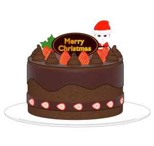 チョコレートクリスマスケーキのイラスト
