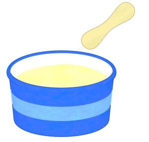 カップに入ったバニラのアイスクリームのイラスト