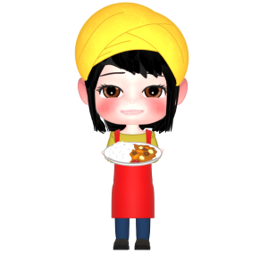 カレー屋のかわいい女性店員のイラスト