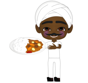 カレーライスを持つインド人のイラスト