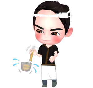 湯切りをするラーメン屋のイラスト