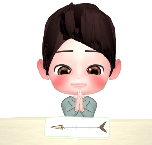 魚を食べる人のイラスト
