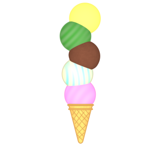 五段重ねのアイスクリームのイラスト