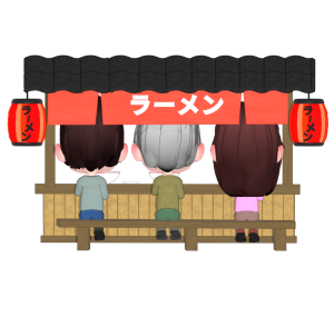 満席のラーメン屋台のイラスト