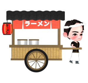 リヤカーのラーメン屋台のイラスト