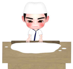 手打ちうどんの職人のイラスト