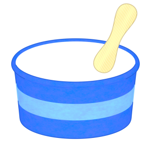 アイスクリームのカップとスプーンのイラスト