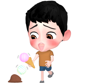 アイスクリームを落とす子供のイラスト