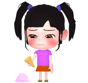 アイスを落とした女の子のイラスト