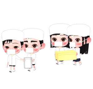 給食を運ぶ当番のイラスト