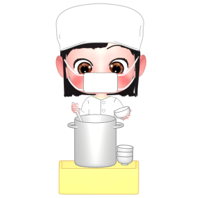 給食を配る当番のイラスト
