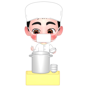 給食を配膳するイラスト