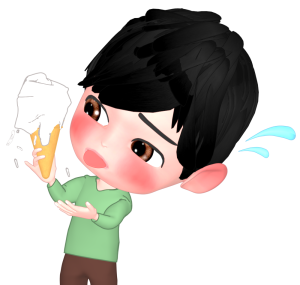 溶けるアイスクリームに慌てる人のイラスト