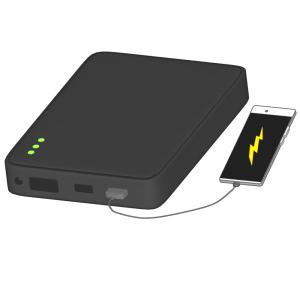 モバイルバッテリーで充電するスマートフォンのイラスト