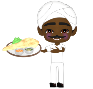 ナンとカレーを持つインド人のイラスト