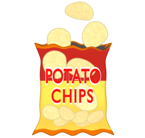 袋を開けたポテトチップスのイラスト