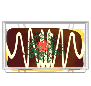 パックに入ったお好み焼きのイラスト